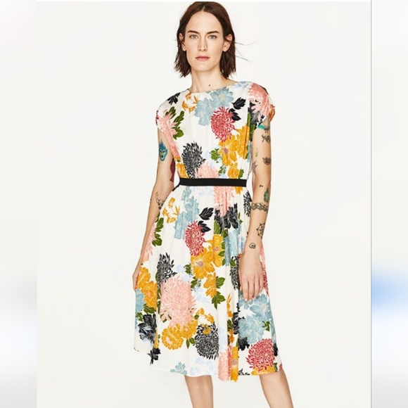Zara Floral Print Dress Size S small NWT  2381 - Picture 1 of 7